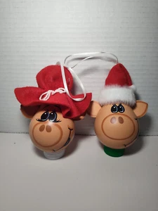 Handmade light bulb christmas ornaments Santa & Mrs. Claus Piggies - Picture 1 of 2
