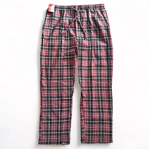 Men's Pajama PJ Lounge Pants Red Gray Plaid Flannel Pockets Button Fly 2XL NWT - Picture 1 of 8