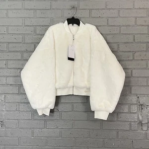 $175 Womens Size S Nike Reversible Faux Fur Satin Bomber Jacket FB8692-133 Small - Picture 1 of 24