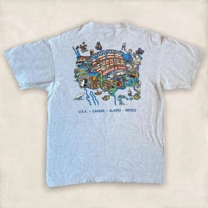 Vintage 90s USA Trek America Canada Alaska Mexico Hiking graphic t-shirt - Bild 1 von 4