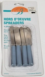 4 Vintage Bright Idea HORS D'OEUVRE Mini Utensilien Streuer Edelstahl Blau - Bild 1 von 4