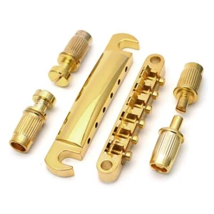 Gold for Les Paul Tune-O-Matic Guitar Bridge Locking 6-Saddles Bridge Tailpieces - Picture 1 of 9