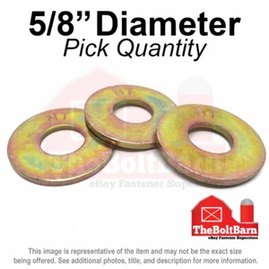 5/8" USS Flat Washers Grade 8 Steel Zinc Yellow (Pick Quantity) - Picture 1 of 2