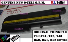 ✦NEW✦ GENUINE IBM Lenovo 9-Cell T40, T41, T42,T43, R50, R51,R52 Thinkpad battery