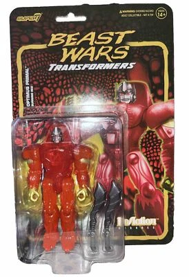 Optimus Primal BURNING RED - Super7 Beast Wars Transformers ReAction 4"in Figure - Image 1 of 4