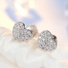 925 Sterling Silver Crystal Heart Stud Earrings Jewellery Women Girls Gift Uk