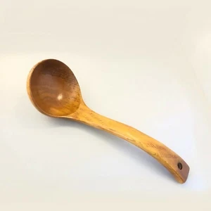 Large Wooden Kitchen Cooking Soup Gravy Porridge Serving Ladle Spoon S-4566 - Picture 1 of 4