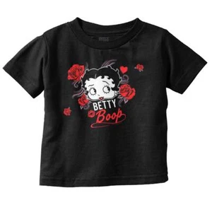 Cute Betty Boop Retro Cartoon Head Roses Toddler Girl Youth T Shirt For Kids - Picture 1 of 5