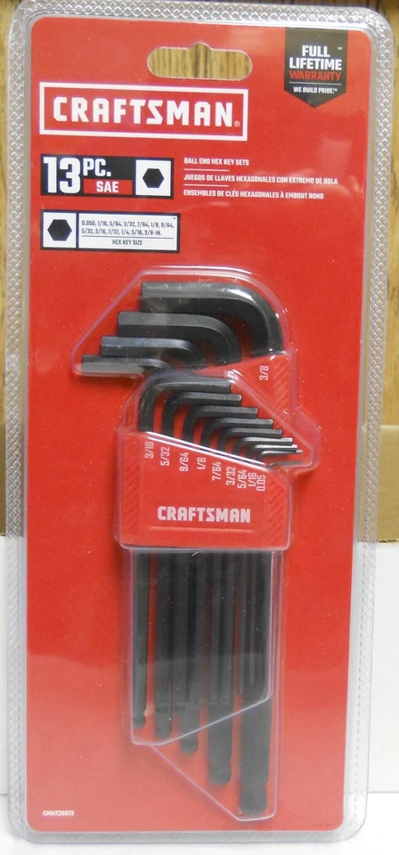 Craftsman CMHT26013 Long Arm 13 Piece SAE Ball End Hex Key Set - Image 1 of 1