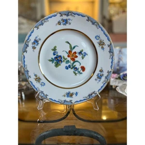 Krautheim 11" plate blue with orange colored flowers. Gold rim interior. - Picture 1 of 10