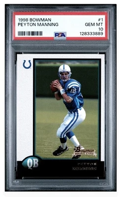 1998 Bowman Peyton Manning #1 (RC) PSA 10 HOF - Image 1 of 2