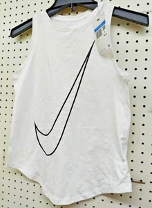 Nike Girl's Tank Top T-Shirt Tee Big Swoosh White Size M - Picture 1 of 2