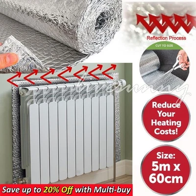 5m Radiator Heat Reflective Back Insulation Foil Energy Saving Thermal-Reflector - Image 1 of 4