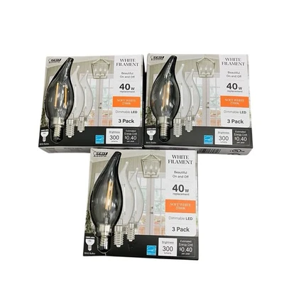 Feit Electric Chandelier LED Light 9 Bulbs Soft White 40W Dimmable 300 Lumens - Image 1 of 4