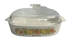 CorningWare White Spice of Life Pattern Le Romarin Baking Dish with Lid Large - Picture 1 of 5