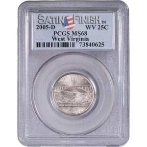 2005-D 25c West Virginia State Quarter - Satin Finish ~ PCGS MS68 - Picture 1 of 2