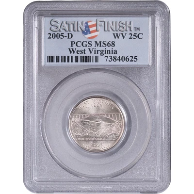 2005-D 25c West Virginia State Quarter - Satin Finish ~ PCGS MS68 - Image 1 of 2