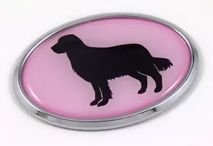 Golden-Retriever Dog PINK 3D Chrome emblem Pet Decal Car Auto Bike Sticker oval - Foto 1 di 1