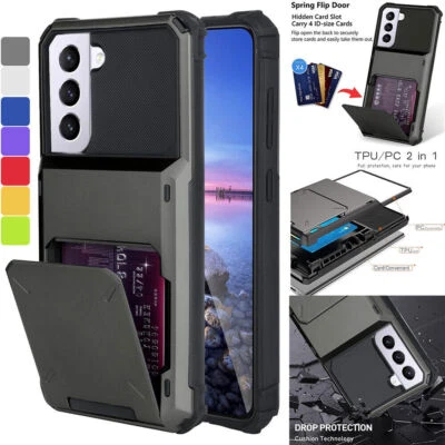 For Samsung S20 S21 S22 S23 S24 Note 10 20 A15 A25 Folder Card Slot Wallet Case - Image 1 of 4