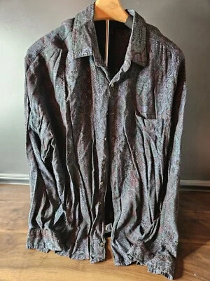 Camisa de vestir grande vintage Stefano hombre rayón abotonada cachemira oscura COMO ESTÁ Foto 1 de 4