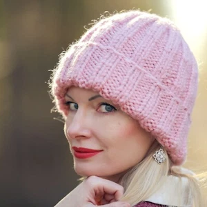 Dicke Alpaka Wolle Beanie Mütze warme Handarbeit Mütze, ready to wear, one size - Bild 1 von 4