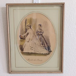Antique Modern De Paris Framed Magazine Cutting Godeys Americanized 7.5 X 9.5 - Picture 1 of 5