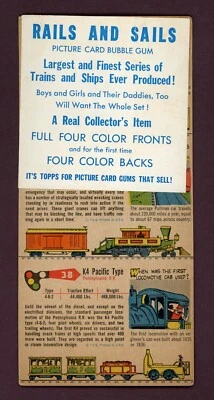 1955 Topps Advertising Promo Salesman Sample Panel Rails and Sails - Изображение 1 из 4