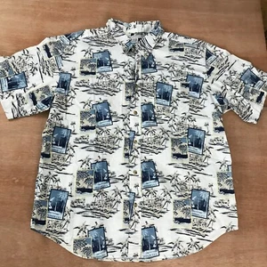 Knightsbridge Hawaiian Shirt Men XL Blue Floral Button Down Pocket Short Sleeve - Picture 1 of 11