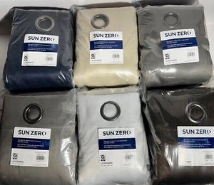 Sun Zero Hartford Room Darkening Grommet Curtains 2-pack . PICK COLOR & SIZE . - Picture 1 of 10