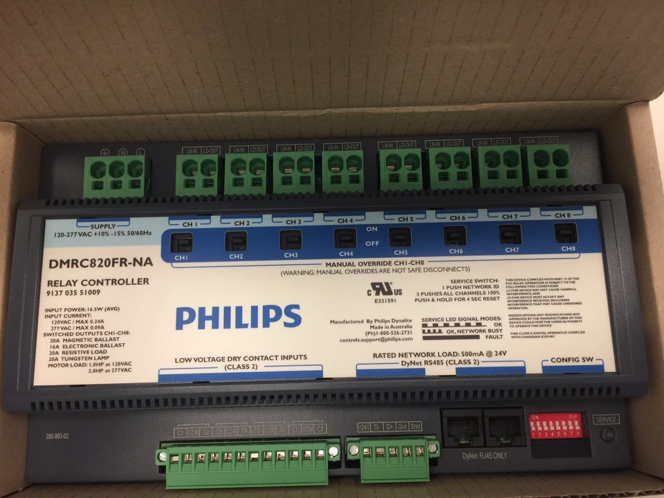 Dynalite DMRC820FR-NA 8 Chanel Relay Controller w, DyNet RS485 serial port - Image 1 of 1