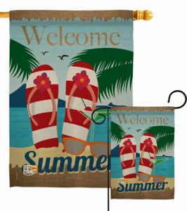 Welcome Summer Garden Flag Fun In The Sun Decorative Gift Yard House Banner - Picture 1 of 17