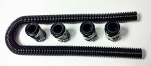 Kit de manguera de radiador flexible de acero inoxidable negro de 48" con tapas negras - Imagen 1 de 5