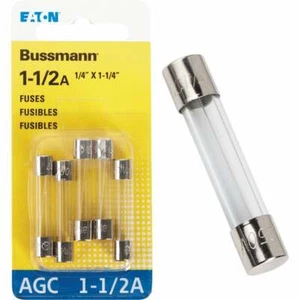 (20-5pk)-Bussmann 1-1/2-Amp 250-Volt AGC Glass Tube Auto Fuse BP/AGC-1-1/2-RP - Picture 1 of 1