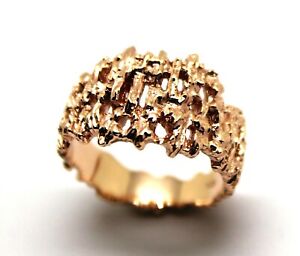 Size M Kaedesigns New Genuine 9ct 375 Solid Rose Gold Nugget Ring 12mm Wide 267