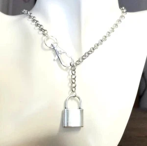 Vorhängeschloss Anhänger Halskette Schloss Charm Halskette Silber Halskette Unisex Halskette - Bild 1 von 6