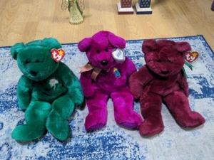 ty beanie babies lot of 3 -Millennium Cranberry St Patrick Teddy Great 14” Tall - Picture 1 of 4