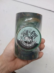 NEW Chill-N-Reel Fishing Can Cooler with Hand Line Reel Camo Koozie Drink Holder - Picture 1 of 5