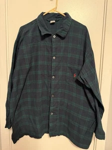 Polo Ralph Lauren Herren XL 100% Baumwolle Pyjama Hemd blau grün kariert Flanell - Bild 1 von 2