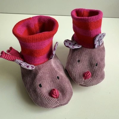 Moulin Roty Shoes Mouse Slipper Booties Size 0-6months Beaux Collection — 第 1/4 张图片