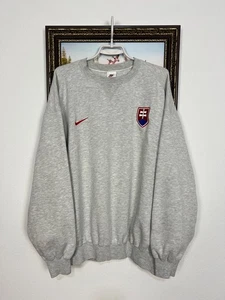 Vintage 90's Nike Slovakia Football Train Sweatshirt Soccer Track Top Crewneck L - Picture 1 of 14