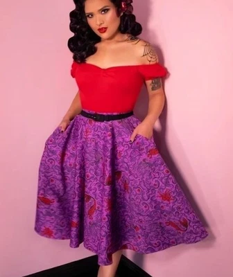 Vixen by Micheline Pitt Swing Skirt w/Pockets -Sea Siren- Sz Small- NWT Foto 1 de 4