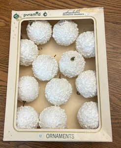 Vintage Pyramid Set of 12 Unbreakable Styrofoam Snowball Christmas Ornaments - Picture 1 of 6