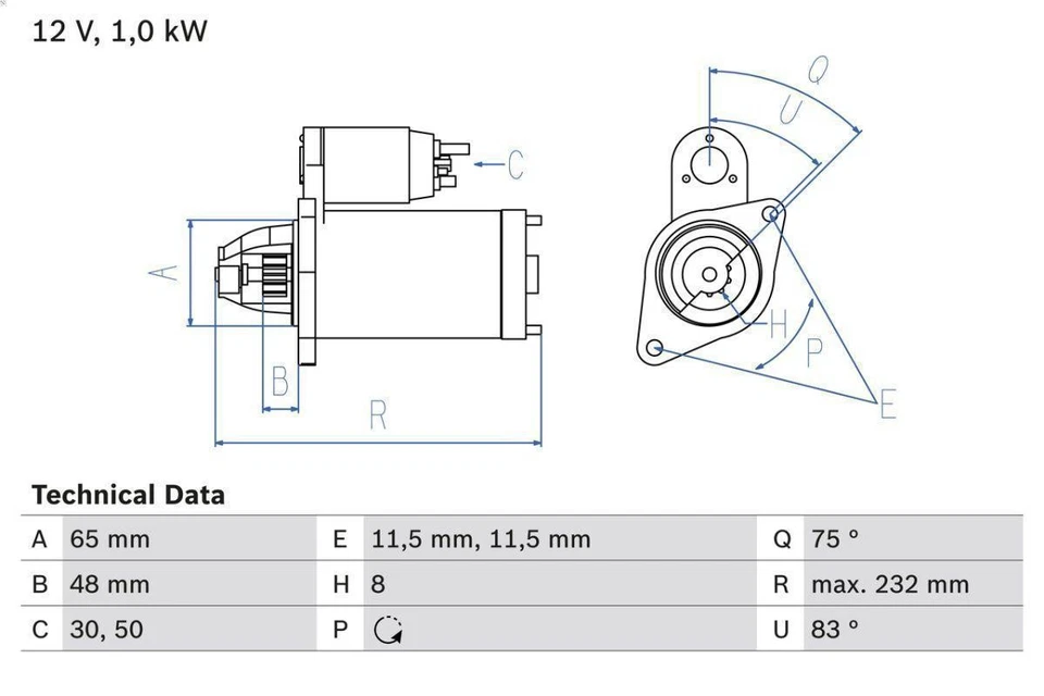 Motorino d'avviamento BOSCH 0 986 023 470 per SUBARU LEGACY II (BD) 2 1994-1999 - Image 1 of 4