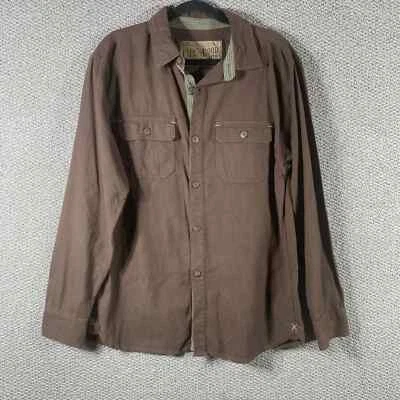Camisa Life Is Good Para Hombre Talla Mediana Marrón Abotonada Bolsillos Pesados Informal Foto 1 de 4