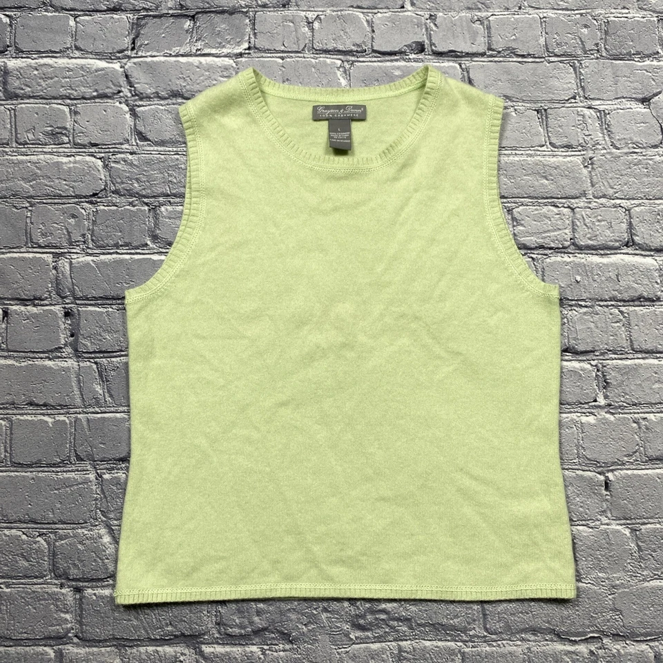 Женский 100% кашемировый жилет Grayson & Dunn размер L зеленый мягкий для девочки довольно роскошный - Изображение 1 из 4