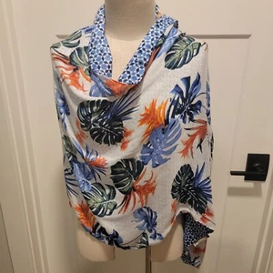 Tommy Bahama Colorful Reversible Infinity Scarf One Size Monstera Blue Pink Gree - Picture 1 of 5