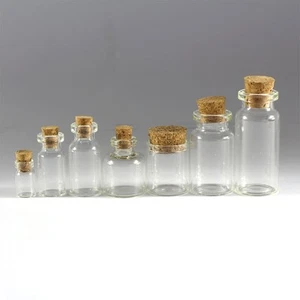 Clear Glass Bottles With Corks Sample Small Vials Jars Sample Empty Wholesale - Picture 1 of 23