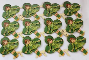 vintage St. Patrick's day die cut girl w/ shamrock uncut sheet K & L Co Germany - Picture 1 of 6