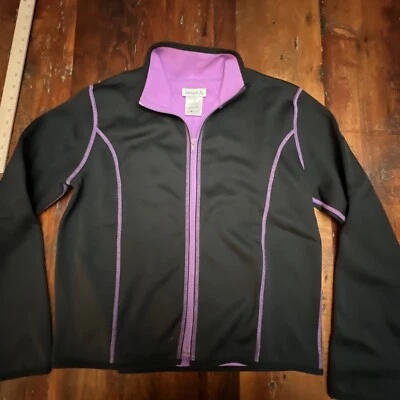 Chaqueta deportiva Danskin para mujer grande, cremallera completa forro micro polar negro Foto 1 de 4