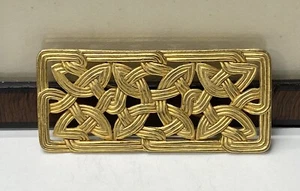 Gold Tone JJ Jonette 1988 Signed Abstract Brooch Vintage 80s Retro Celtic - Picture 1 of 4